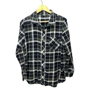 Athleta Sierra Shirt Women's Size Medium Plaid Button Up Long Sleeves Soft